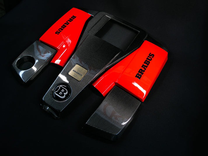 Mercedes-Benz W463 G63 G-Class Brabus Red and Carbon Fiber Engine Cover Set
